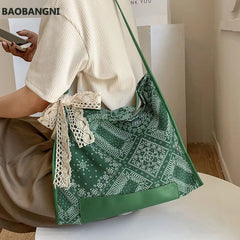Flower Totes Canvas Crossbody Shoulder Bag for Women