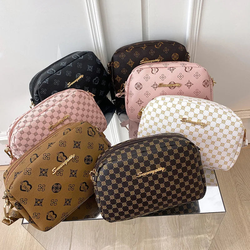 Flower Material Small Square Handbag Women Ladies Crossbody Bag
