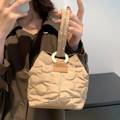 Flower Quilted Messenger Bag Chain Tote Soft Embroidered Lightweight Travel