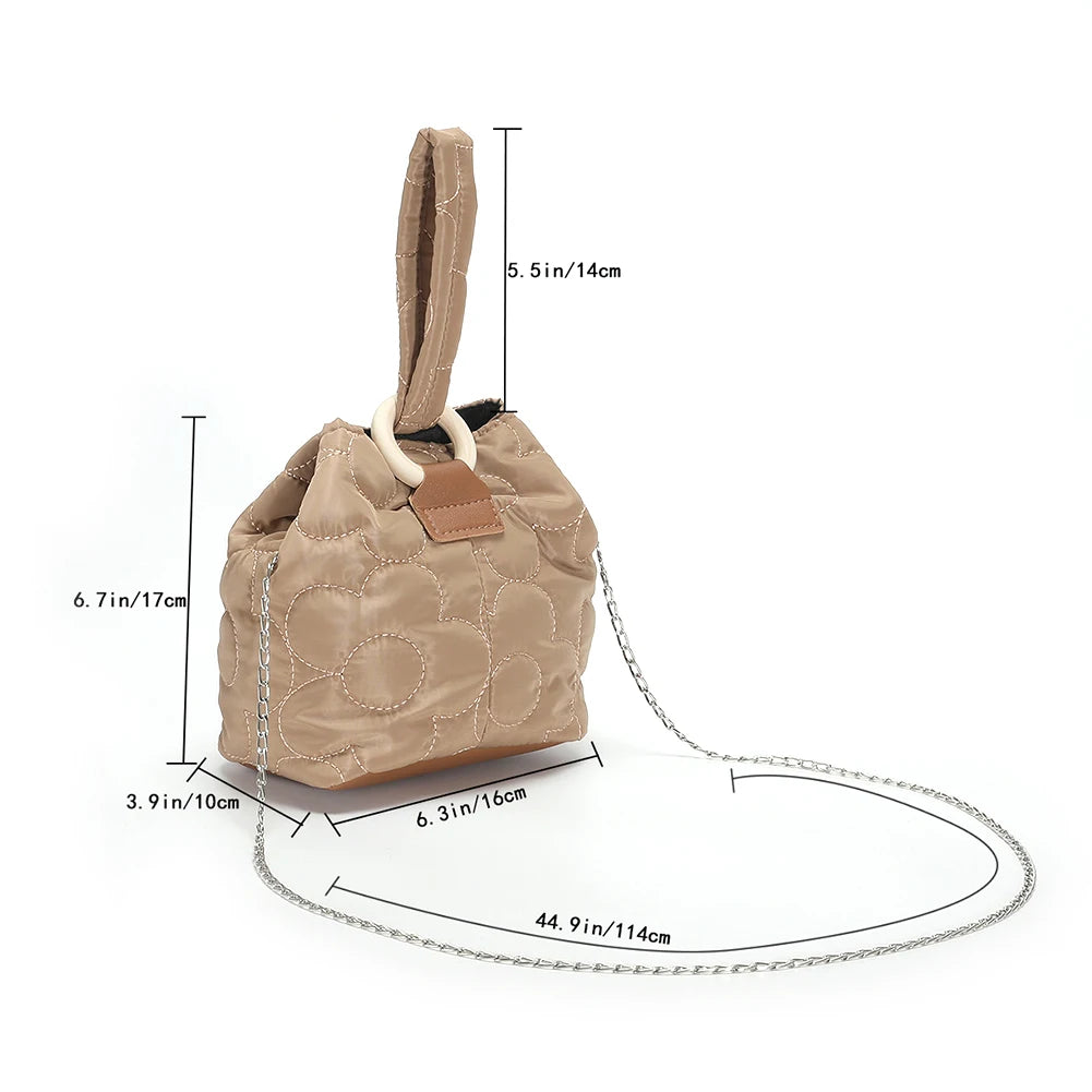 Flower Quilted Women Messenger Bag Chain Ladies Handbag Embroidered Lightweight