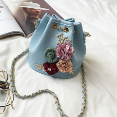 Small Crossbody Bag for Women Ladies Bucket Chain Messenger Bag