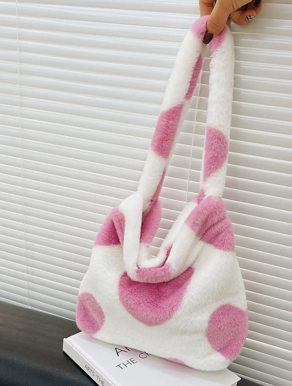 Plush Animal Printed Handbag for Women