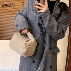 Fluffy Chain Messenger Bag Women's Solid Creative Portable Small Square Bag