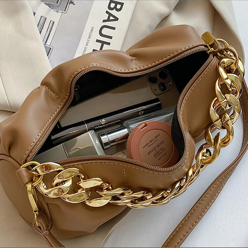 Fold Shoulder Bag for Women Party Clutch Evening Bag Purses Chain Crossbody