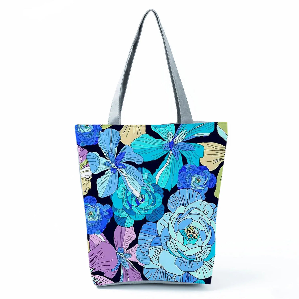 Floral Tote Bag Pretty Blossom Print Handbag High Capacity Portable Shopping Bag