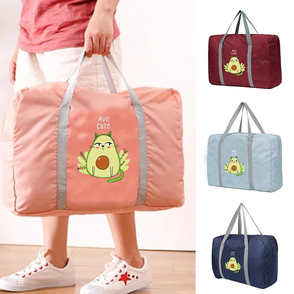 Avocado Kitten Pattern Travel Clothing Storage Bag