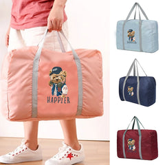 Bear Pattern Foldable Travel Bag Clothing Storage Duffle Unisex Handbag