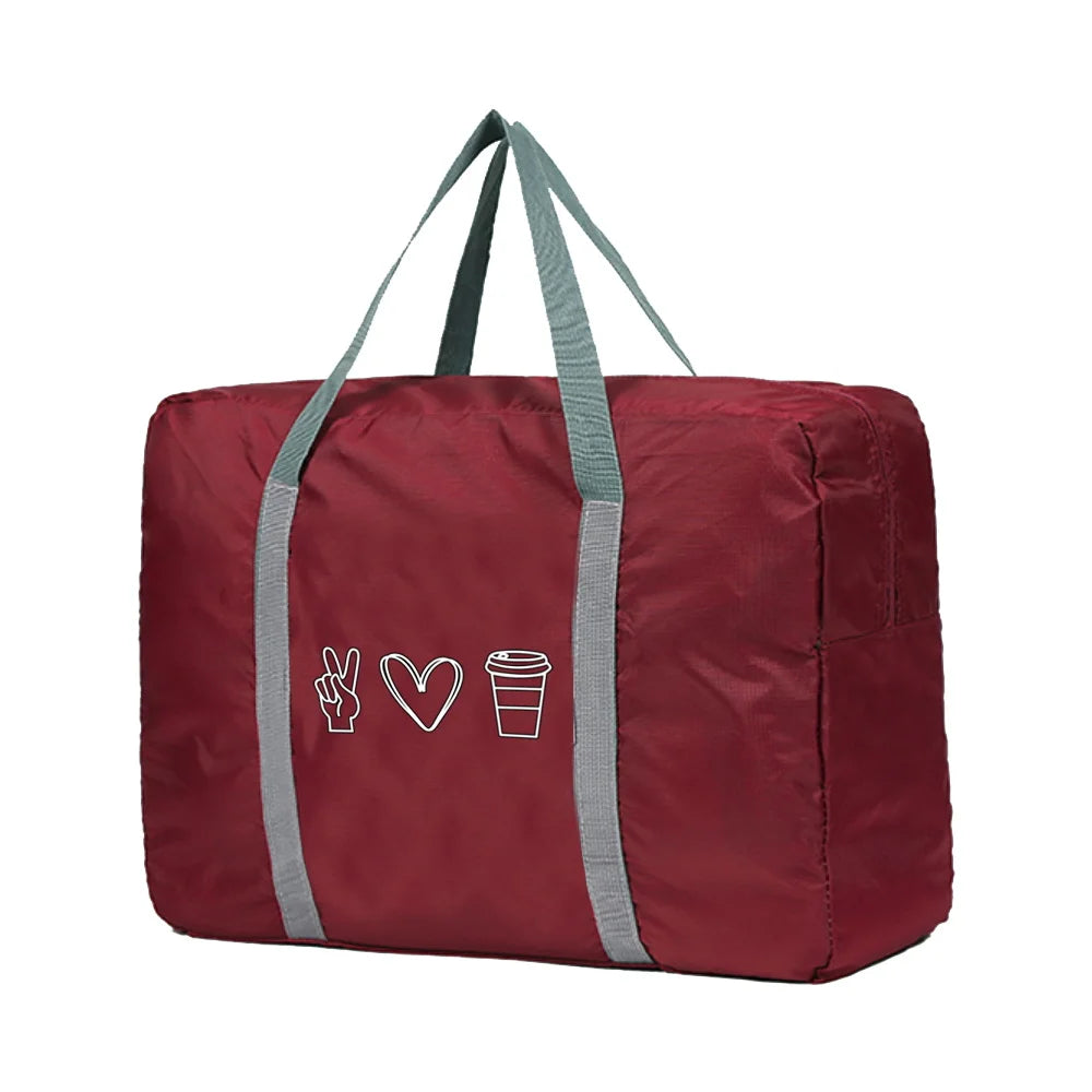 Foldable Travel Bags Organizer Cup Love Gesture Pattern Duffle Bag