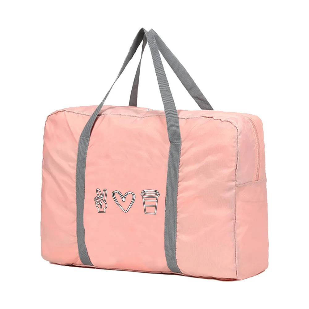 Foldable Travel Bags Organizer Cup Love Gesture Pattern Duffle Bag