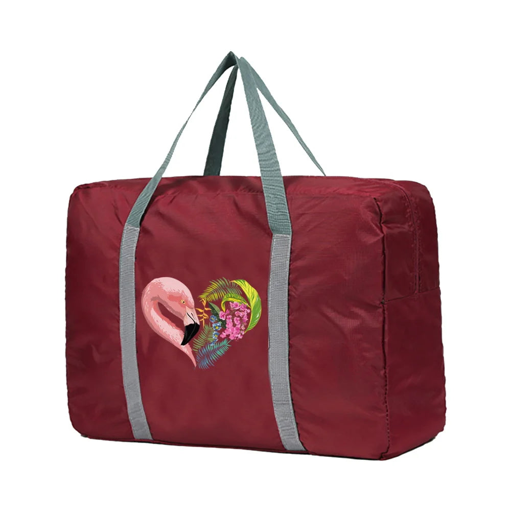 Foldable Travel Bags Organizer Flamingo Love Pattern Duffle Bag