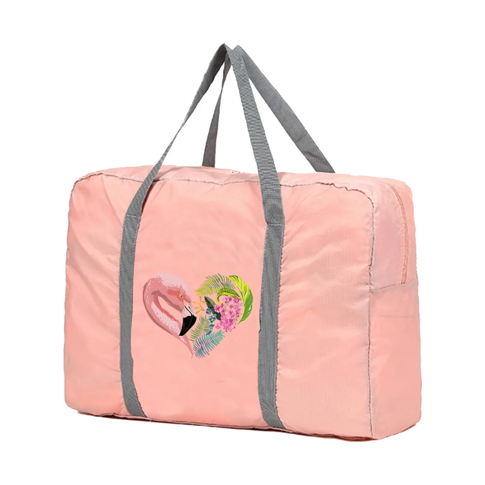Foldable Travel Bags Organizer Flamingo Love Pattern Duffle Bag