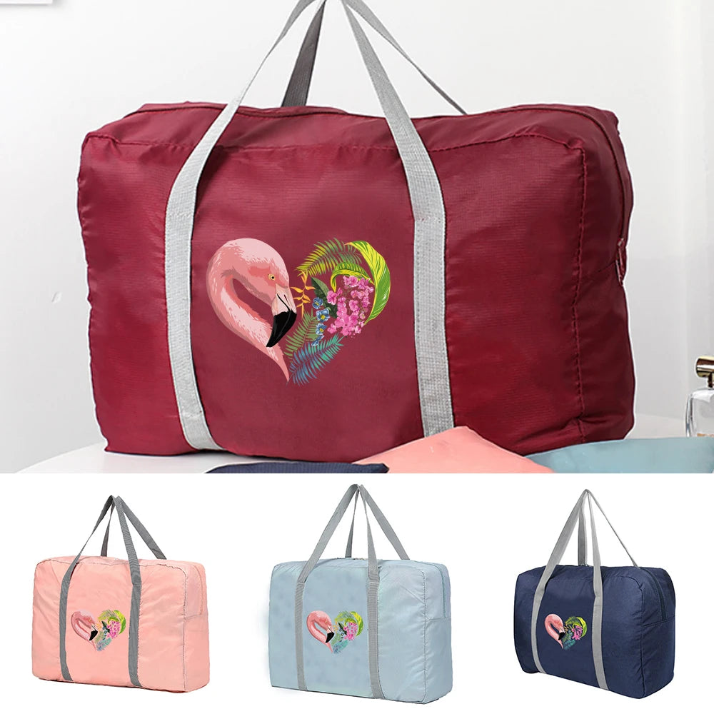 Foldable Travel Bags Organizer Flamingo Love Pattern Duffle Bag