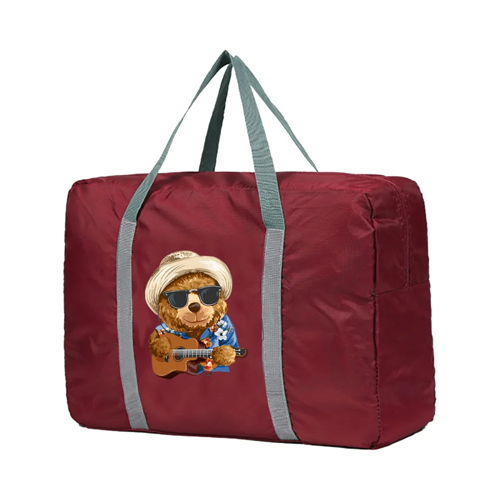 Foldable Travel Bags Organizer Luggage Unisex Clothing Storage Bag Music Bear