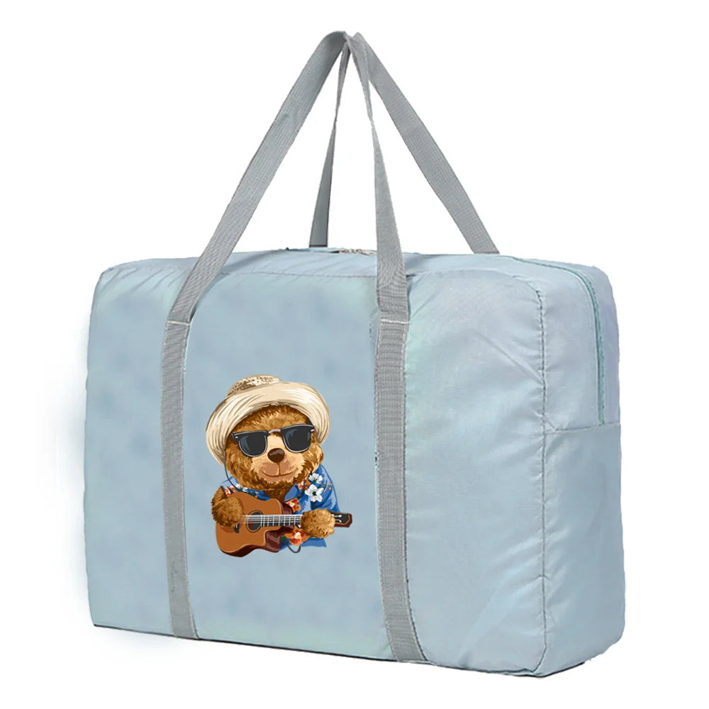 Foldable Travel Bags Organizer Luggage Unisex Clothing Storage Bag Music Bear