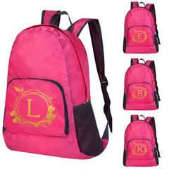 Foldable Outdoor Backpack Wreath Letter Print Camping Daypack