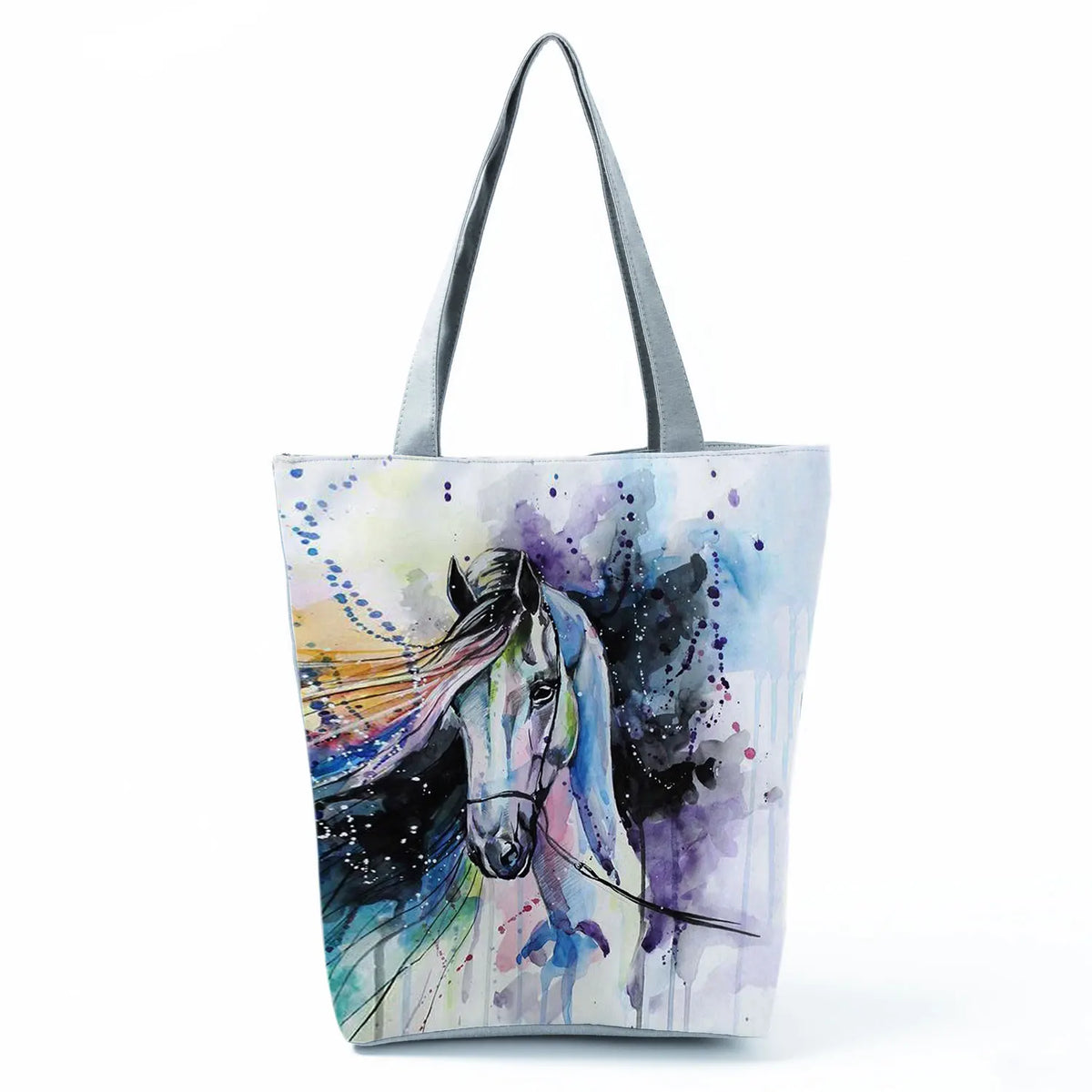 Watercolor Horse Print Foldable Travel Shoulder Bag