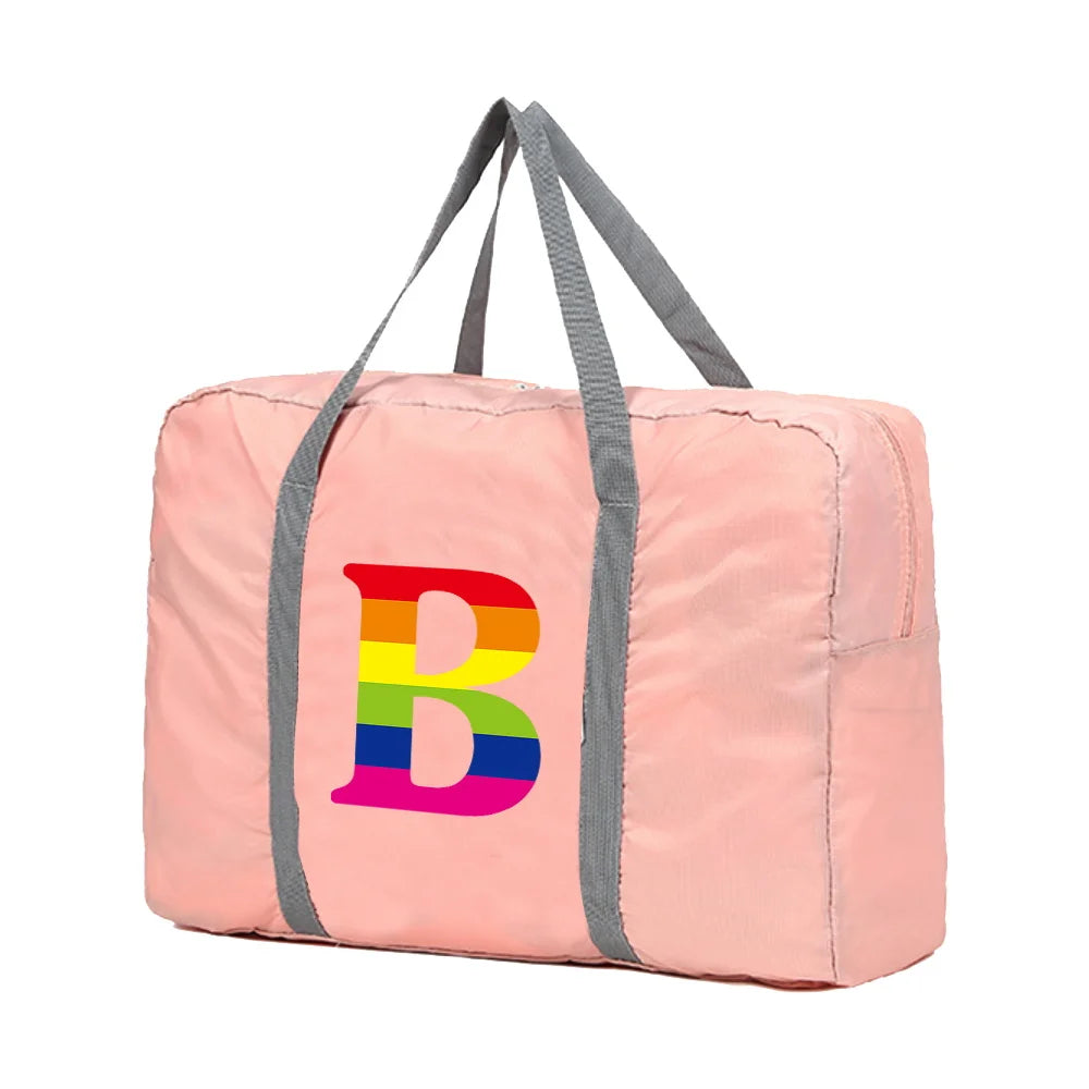 Rainbow Letter Print Travel Bag Duffle Organizer Carry-on Luggage