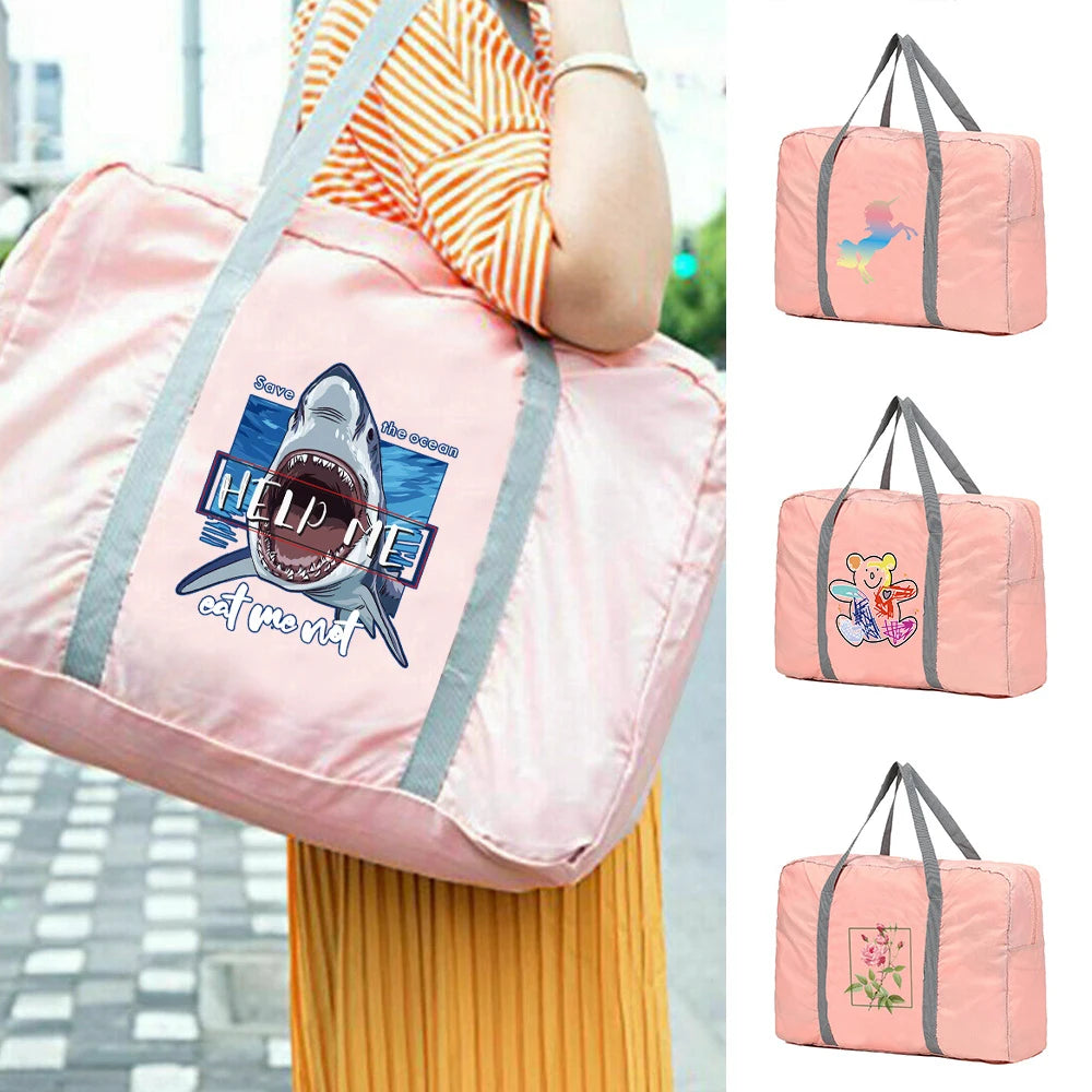 Nylon Folding Travel Bag for Men and Women Duffle Bag Luggage Storage
