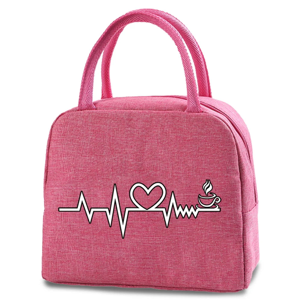 Food Print Lunch Bag Canvas Cooler Box Picnic Bag Lunch Bags Camping Travel