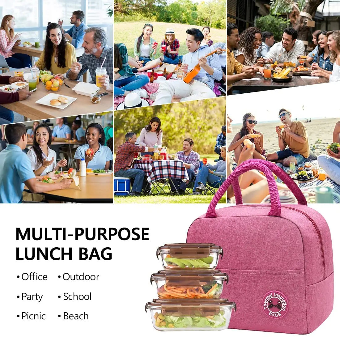 Food Print Lunch Bag Canvas Cooler Box Picnic Bag Lunch Bags Camping Travel