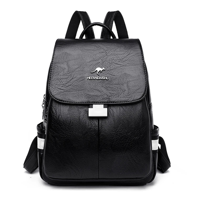 Teen Girl Travel Backpack Retro PU Leather School Bag