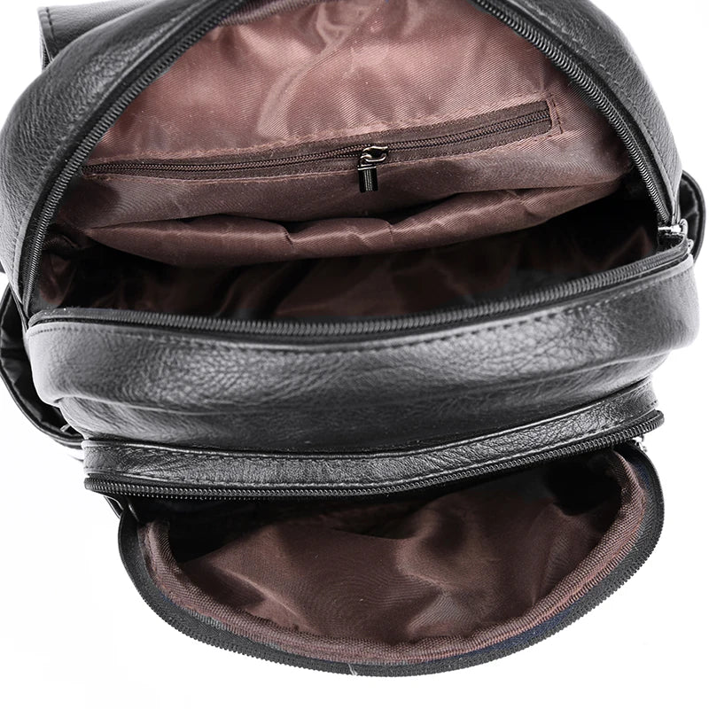 Teen Girl Travel Backpack Retro PU Leather School Bag