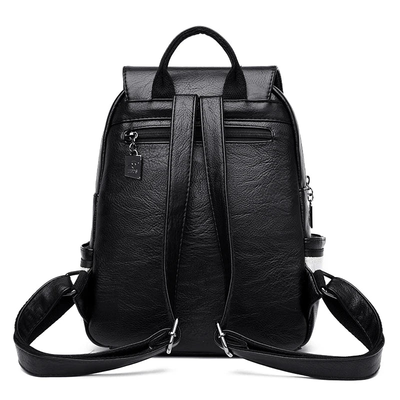 Teen Girl Travel Backpack Retro PU Leather School Bag