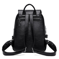 Teen Girl Travel Backpack Retro PU Leather School Bag