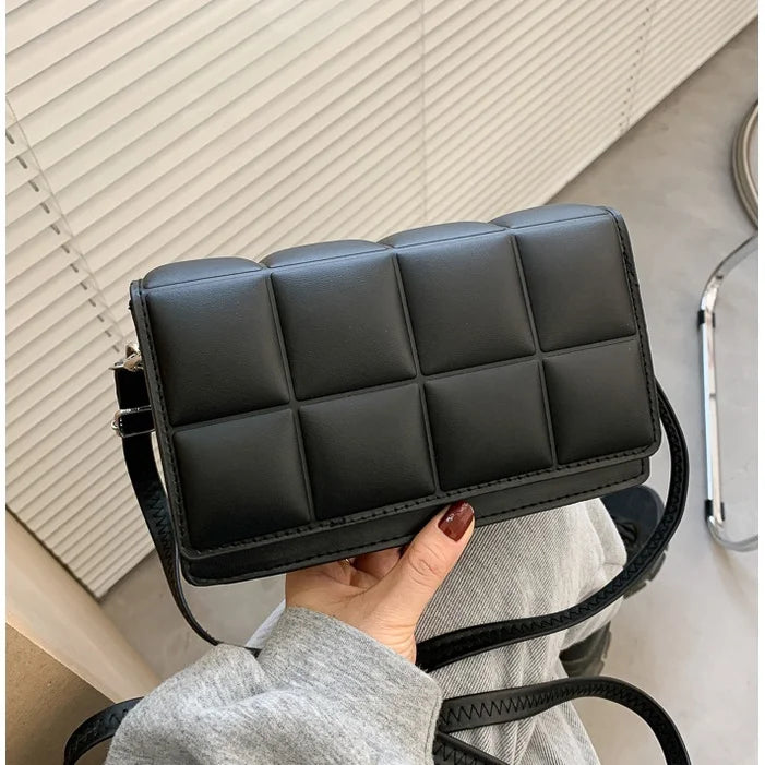 Plaid Shoulder Bag for Women PU Leather Handbag