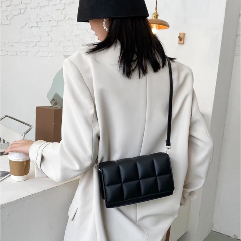Plaid Shoulder Bag for Women PU Leather Handbag