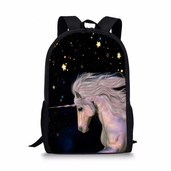 Forest Fantasy Horse Pattern Girls School Bags Multifunctional Book Backpack