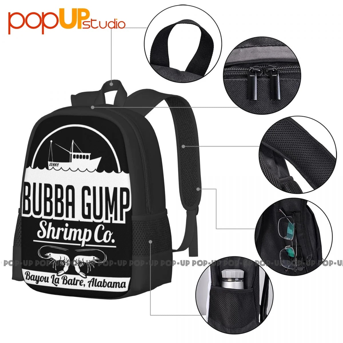 Bubba Gump Shrimp Co Backpack Large Capacity Beach Gym Tote Bag