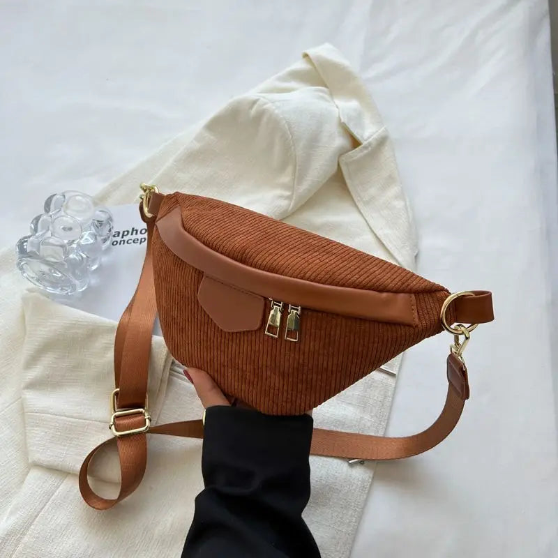 Striped Women's Chest Bags Autumn Winter Crossbody Bag