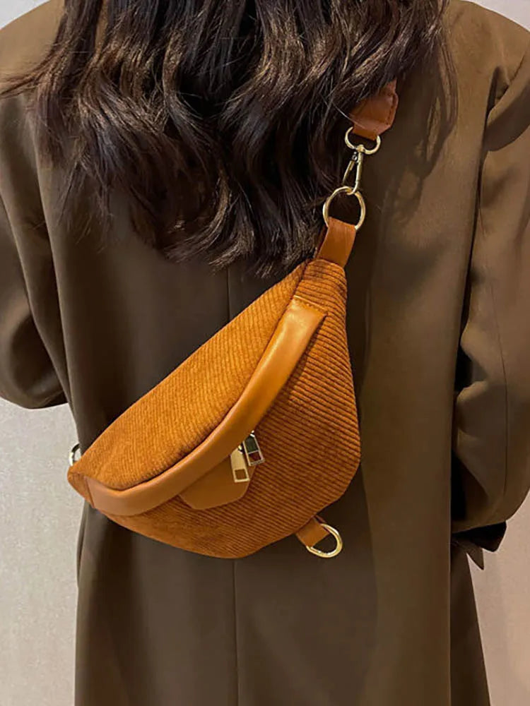 Striped Women's Chest Bags Autumn Winter Crossbody Bag