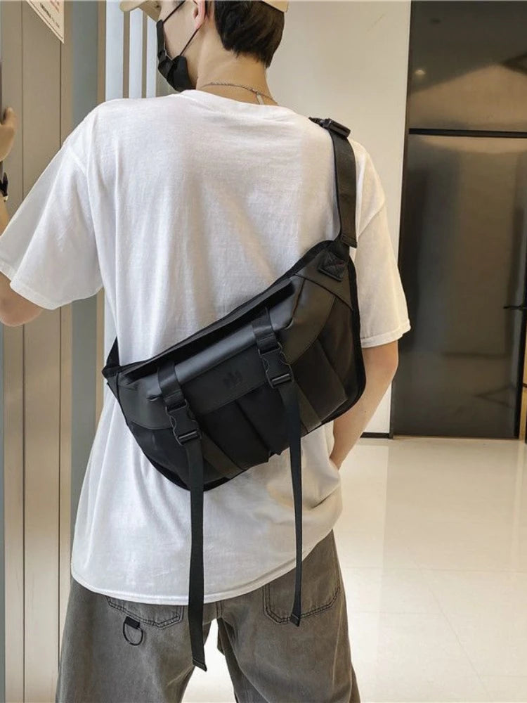 Men Chest Bag Pu Sports Large Capacity Shoulder Bag Boys Fanny Pack