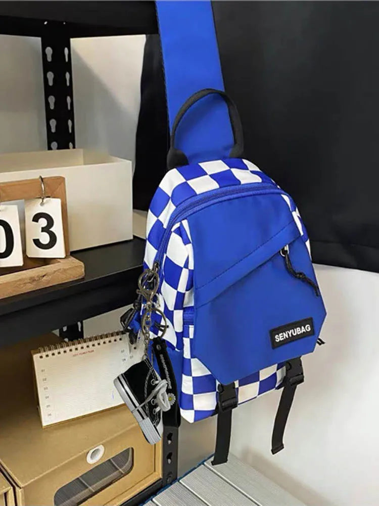 Plaid Ins Sports Student Shoulder Casual Messenger Bag