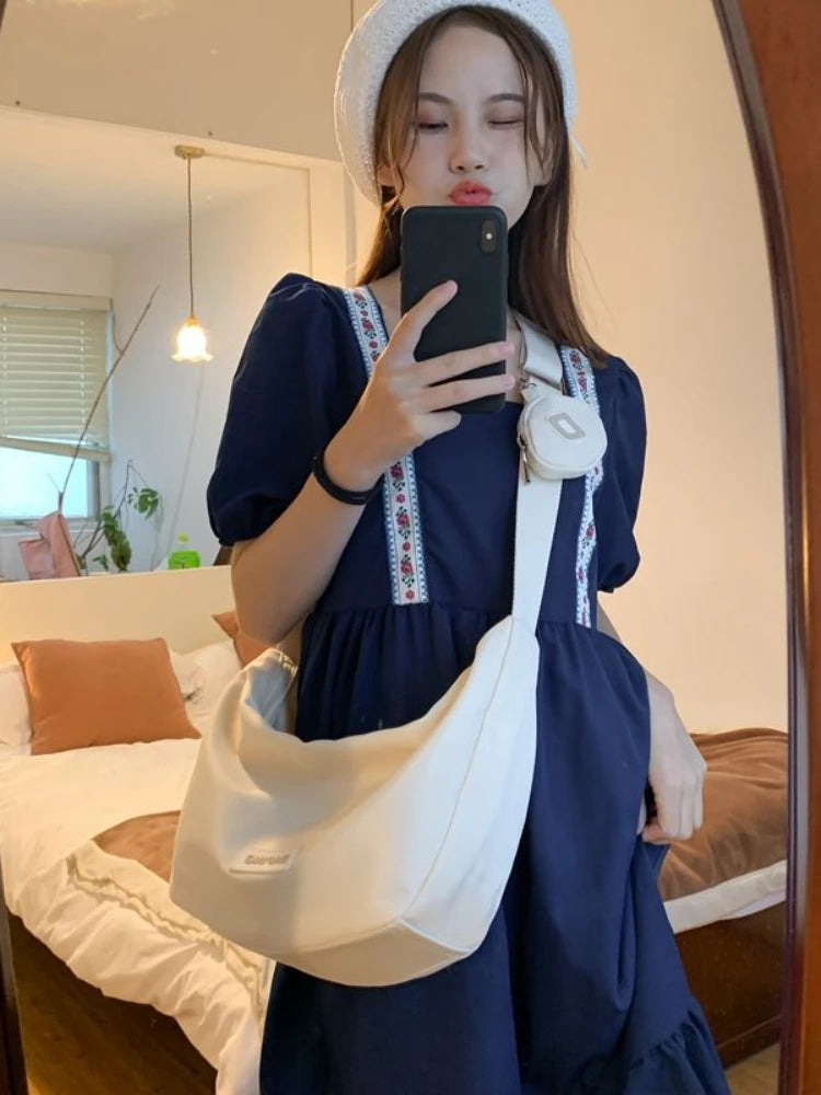 Large Canvas Crossbody Bag Zip Sling Hobo Shoulder Handbag
