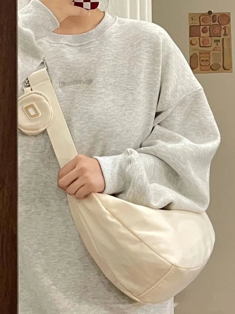 Large Canvas Crossbody Bag Zip Sling Hobo Shoulder Handbag