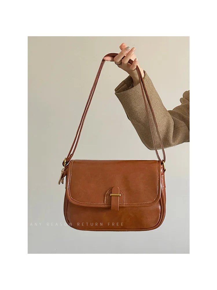 Foufurieux Women Shoulder Bags High Leather Crossbody Retro Flap Messenge