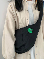 Harajuku Style Canvas Dumpling Bag Solid Color Large Capacity Crossbody Bag