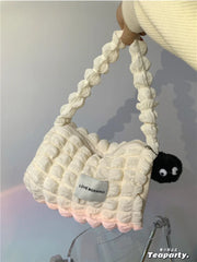 Foufurieux Girl Pleated Bubble Shoulder Bag Large-capacity Armpit Packs