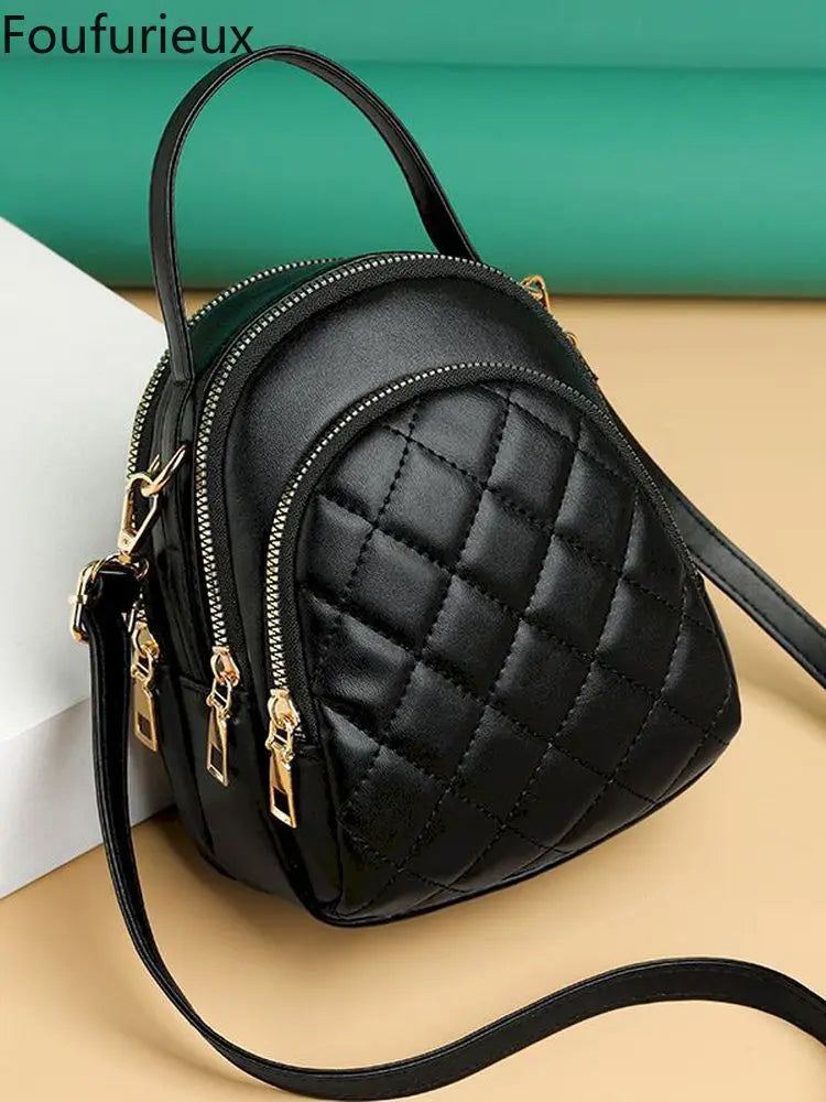 Foufurieux Plaid PU Leather Crossbody Bag Small Shoulder Bag