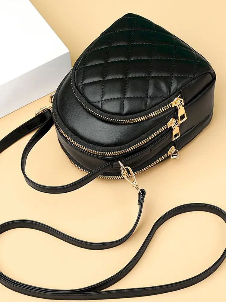 Foufurieux Plaid PU Leather Crossbody Bag Small Shoulder Bag