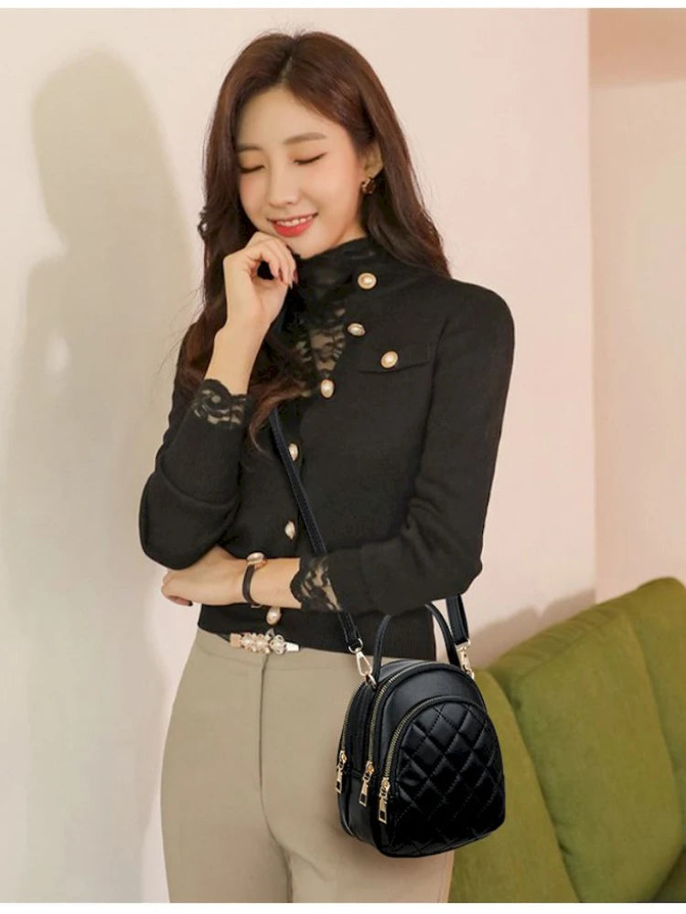 Foufurieux Plaid PU Leather Crossbody Bag Small Shoulder Bag