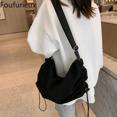 Casual Shoulder Bag Unisex Solid Crossbody Canvas