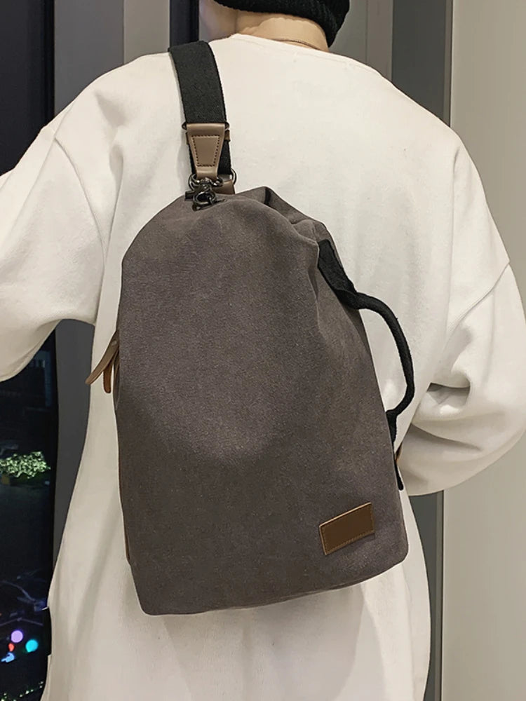Foufurieux Canvas Sports Chest Bag Large Capacity Handbag Backpack