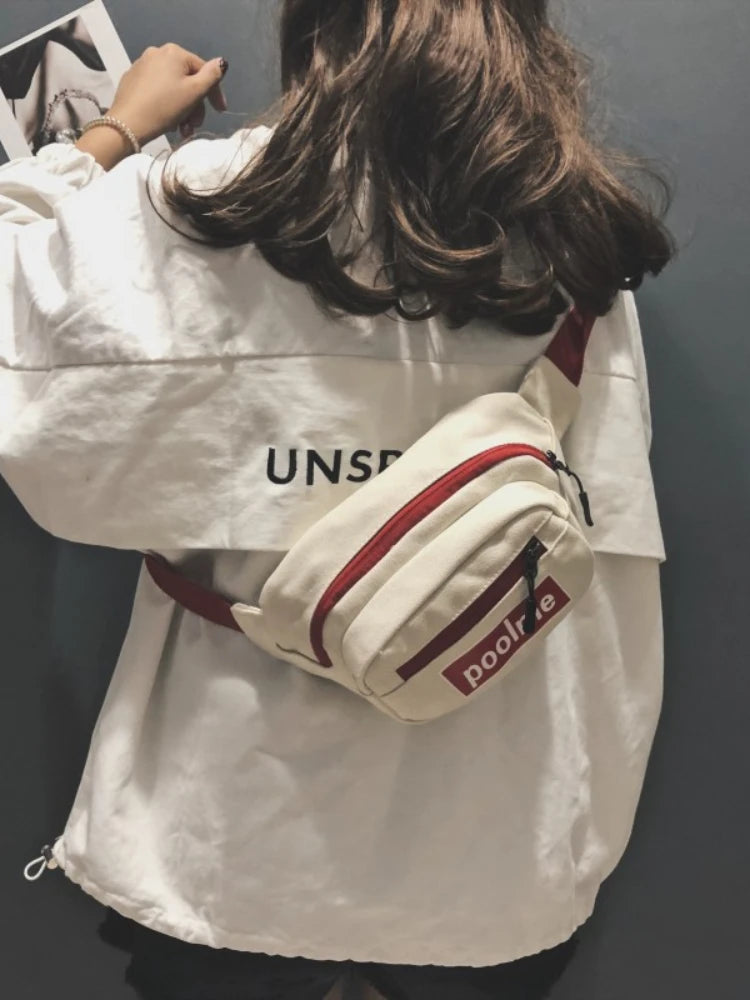 Foufurieux Waist Bag 3 Zipper Pocket Chest Handbag Unisex Fanny Pack