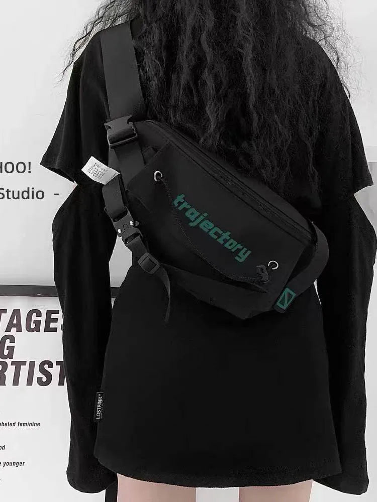 Foufurieux Waist Pack Letter Printed Chestbag Texture One Shoulder Crossb