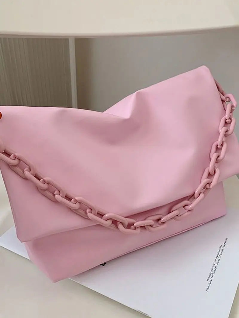 Foufurieux Women Crossbody Bag Chains Small Shoulder Bags Soft PU Leather Clutch