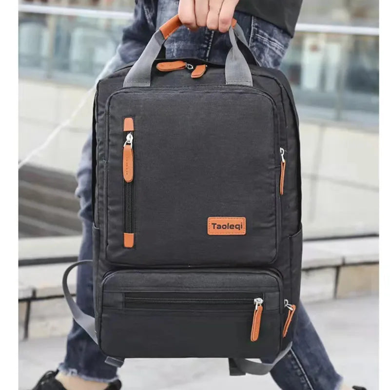 Four Seasons Leisure Backpack, Fashionable Canvas Splicing Schoolbag